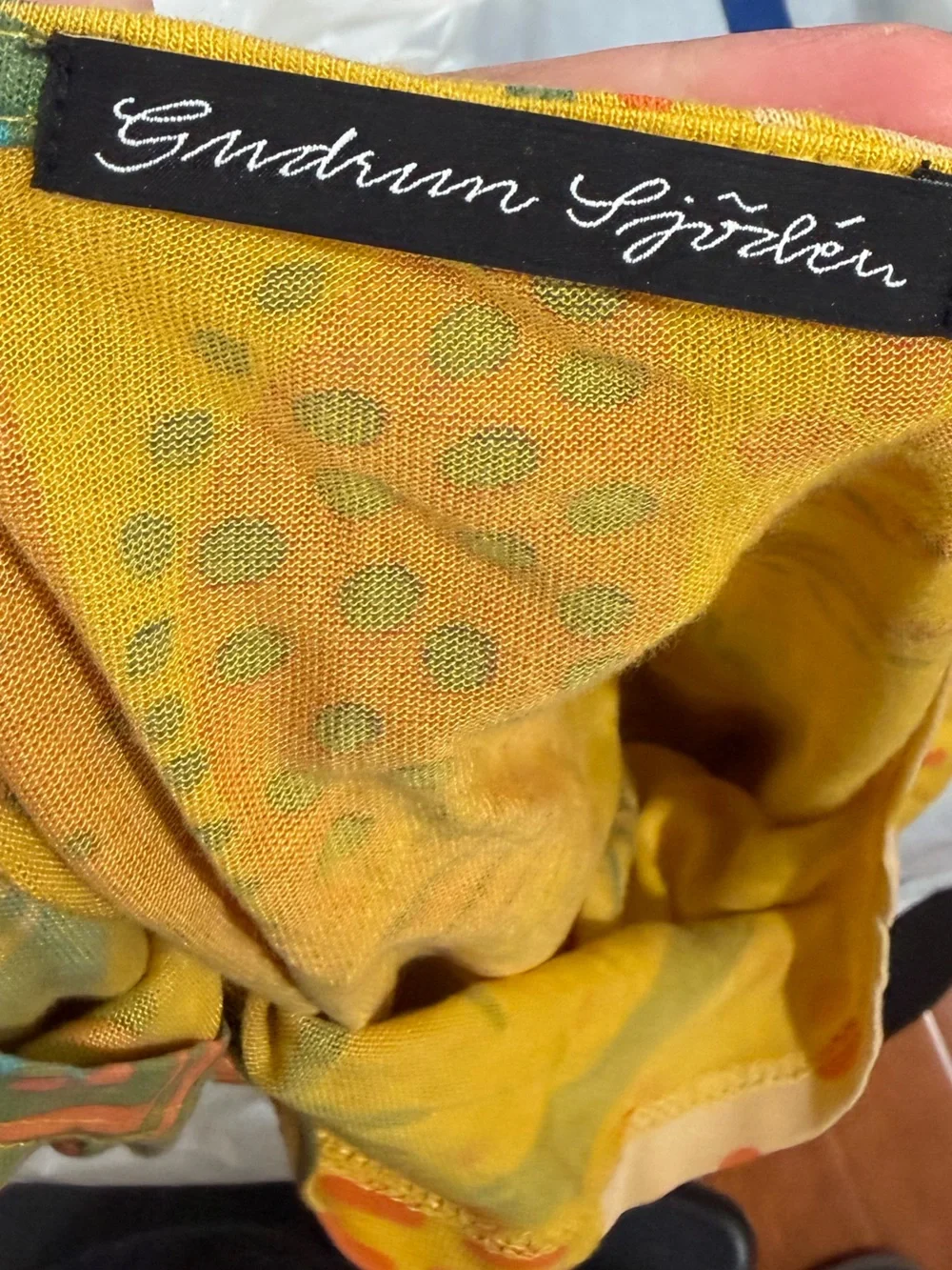 Gudrun Sjoden Yellow Birds Cactus Mallorca Modal 3/4 Sleeve Dress Sz. L